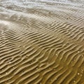 Ripples on a sandy beach create a wave-like pattern across the surface Royalty Free Stock Photo