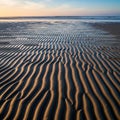 Ripples in wet sand create a mesmerizing pattern on a beach at low tide Royalty Free Stock Photo