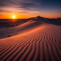 Rippling sand dunes highlighted by the setting sun create a striking landscape Royalty Free Stock Photo
