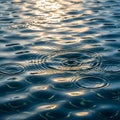 Rippling water surface with concentric circles and reflections Royalty Free Stock Photo