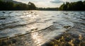 Rippling water surface reflecting sunlight at a low angle, creating shimmering patterns. Background Royalty Free Stock Photo