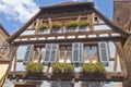 Riquewihr France, Window with flowers Royalty Free Stock Photo