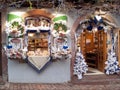 RIQUEWIHR, FRANCE. DECEMBER 29 2017: Colorful decorations on the Royalty Free Stock Photo