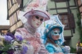 Portrait of Costumed women at the Venetian Parade in Riquewihr in Alsace