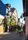 Beautiful houses in Riquewihr, Alsace, France. One of the most romantic and beautiful villages Royalty Free Stock Photo