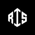 RIS letter logo design with polygon shape. RIS polygon and cube shape logo design. RIS hexagon vector logo template white and Royalty Free Stock Photo