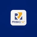 RISC-V, or Risc 5, App Icon on Flat Blue Background