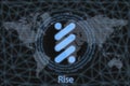 Rise Abstract Cryptocurrency. With a dark background and a world map. Graphic concept for your design