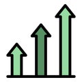 Rise customer graph icon vector flat