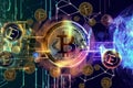 The rise of digital currencies and blockchain technology. AI generated Royalty Free Stock Photo