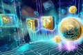 The rise of digital currencies and blockchain technology. AI generated Royalty Free Stock Photo