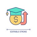 Rise of education costs RGB color icon Royalty Free Stock Photo