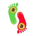 Rise and fall in the value of bitcoin . Growth and fall concept in trading. Vector illustration .Bitcoin footprint