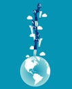 The rise of globe population. Concept business vector illustration, Growth, Up, World population