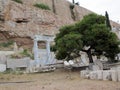 The rise of the hill with the Acropolis