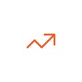 Rise red thin up arrow. increase symbol. Vector flat icon