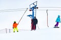 Rise of snowboarding and skiing in the winter. place for text, winter sports, entertainment, leisure. Family vacation, leisure