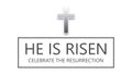 He is Risen. Celebrate the resurrection. Text and cross over the white background illustration Royalty Free Stock Photo