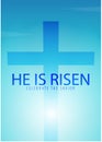 He is Risen. Celebrate the savior. Easter Church banner with cross, christian motive. Vector illustration. Royalty Free Stock Photo