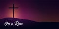 He is Risen. Celebrate the savior. Easter Church banner with cross, christian motive. Vector illustration.