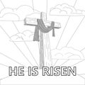 He is risen. Christian easter scene, Cross Saviours. Vector illllustration