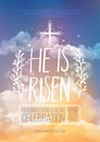 He is risen, Easter religious poster template Royalty Free Stock Photo