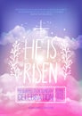 He is risen, Easter religious poster template Royalty Free Stock Photo