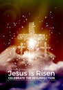 He is risen, Easter religious poster template with transparency and gradient mesh Royalty Free Stock Photo