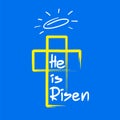 He is risen - motivational quote lettering, religious poster. Print for poster, prayer book,