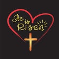 He is risen - motivational quote lettering, religious poster.