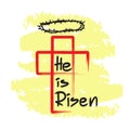 He is risen - motivational quote lettering,