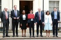 Rishi Sunak, Chancellor of the Exchequer, leaves No.11 Downing Street to present his budget at the H Royalty Free Stock Photo