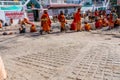 Rishikesh, India - 29.03.2023: Hindu pilgrims near a temple in Rishikesh, Uttarakhand.