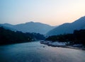 Rishikesh twilight dawn over Ganges River