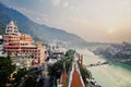 Rishikesh yoga city spirituality center in India Royalty Free Stock Photo