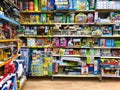 RISHON LE ZION, ISRAEL- APRIL 27, 2018: Shelves with toys in the store in Rishon Le Zion, Israel