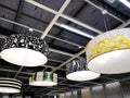 RISHON LE ZION, ISRAEL- DECEMBER 16, 2017: Large lamp chandeliers in the store. Decorative lamps