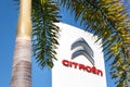 Rishon Lezion, Israel - April 3, 2024. Citroen logo on a white signboard with a palm tree