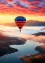 Rising Above: A Breathtaking Hot Air Balloon Adventure through M Royalty Free Stock Photo