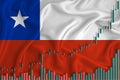 Rising against the backdrop of the Chile flag and stock price fluctuations. Rising stock prices of companies Royalty Free Stock Photo
