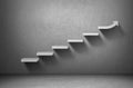 Rising arrow graph on staircase on grey background