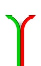 Rising arrow red green, arrow symbol for business graph concept, rising arrow pointing left and right, two-way arrow graphic