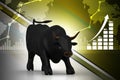 Rising black business bull Royalty Free Stock Photo