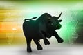 Rising black business bull Royalty Free Stock Photo
