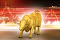 Rising bronze business bull Royalty Free Stock Photo