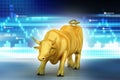 Rising bronze business bull Royalty Free Stock Photo