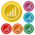 Rising business graph icon or logo, color set with long shadow Royalty Free Stock Photo