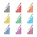 Rising business graph icon or logo, color set Royalty Free Stock Photo