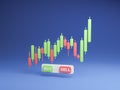 Rising candlestick chart with buy and sell buttons