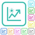 Rising covid graph vivid colored flat icons Royalty Free Stock Photo